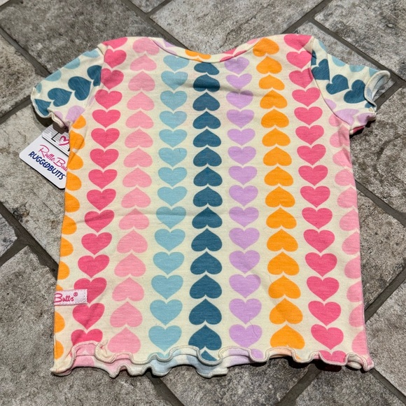 Ruffle Butts Baby Girl Rainbow Hearts 2 Piece Ruffled Pajamas: Size 3-6 Mo *NEW* - Picture 7 of 9